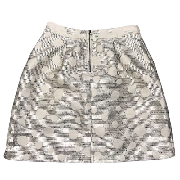 Anthropologie Skirt Jacquard Embellished Mini High Rise A-Line White Metallic 8 - Picture 5 of 15